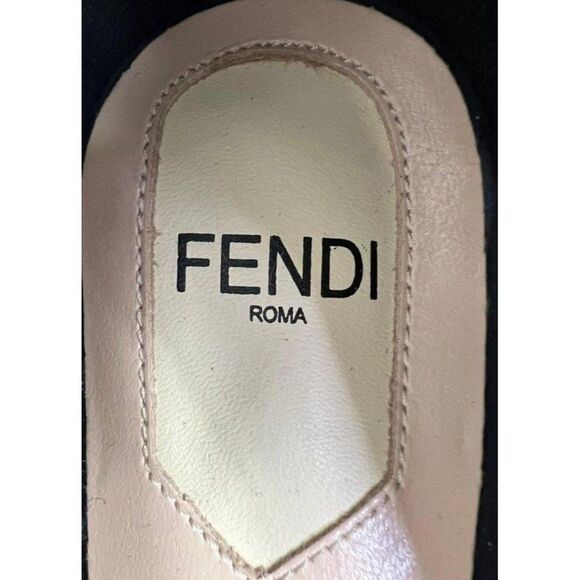 NWOT FENDI Black FF Zucca Beaded Sequin Slingback Slip-on Heels Size IT39 - Picture 6 of 11